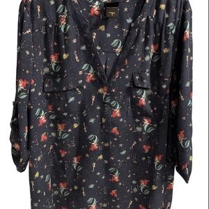 Disney Black Floral Women's Blouse by Torrid